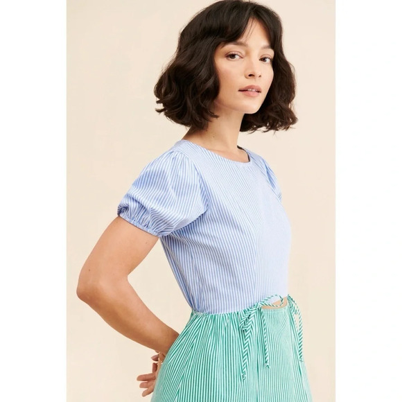 Lisa Says Gah Luna Striped Midi Dress Blue Green - Picture 4 of 17